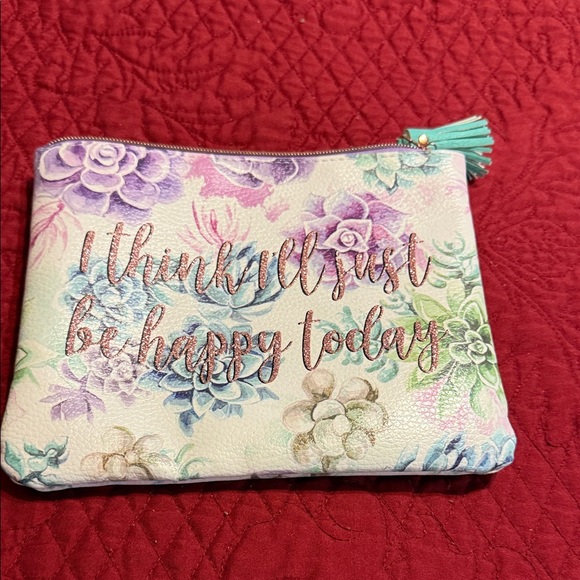 Floral Zipper Pouch with Inspirational make up bag - Picture 1 of 5